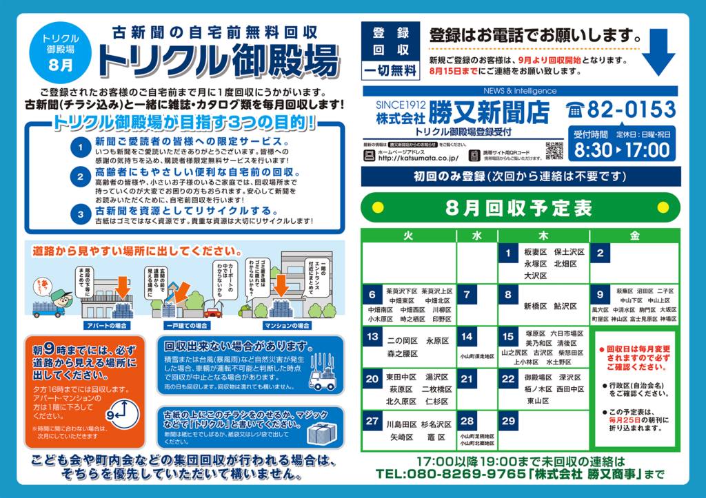 古新聞無料回収『トリクル御殿場』R元年8月