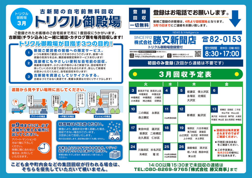 古新聞無料回収『トリクル御殿場』令和2年3月
