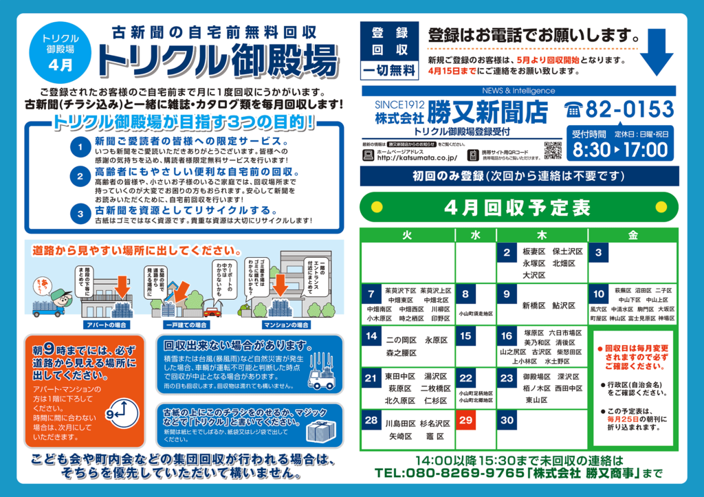 古新聞無料回収『トリクル御殿場』令和2年4月